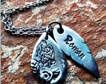 If I could hold you again pewter memorial necklace
