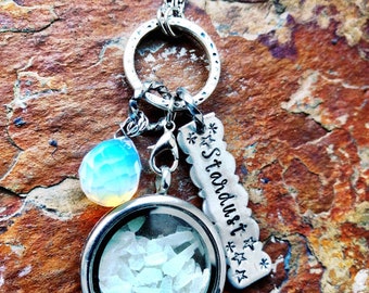 Stardust Glow in the dark locket necklace with opalite crystal