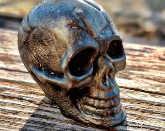 Pewter skull goth decor paperweight