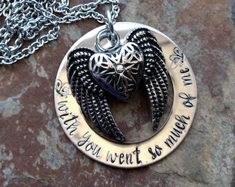 Memorial urn heart wings baby loss mom sympathy dad family love necklace stainless steel