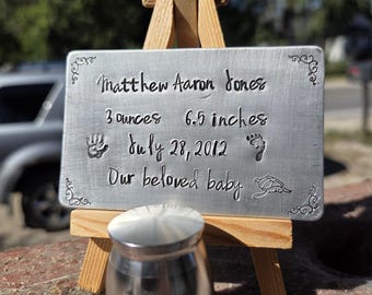 Handstamped mini plaque and mini urn