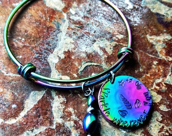 Sparkle wherever you go rainbow stainless steel unicorn bangle bracelet