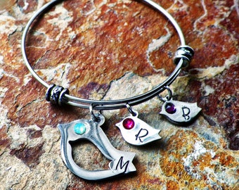 Mama bird baby bird adjustable bangle custom unique new