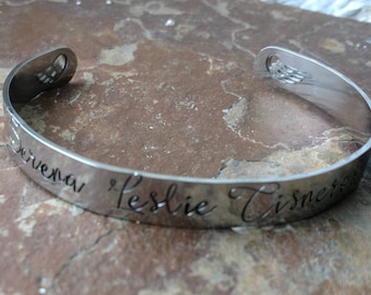 Angel wing personalized stainless steel cuff bangle bracelet