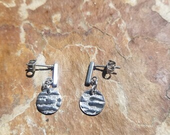 Stainless steel dangle earrings studs silver