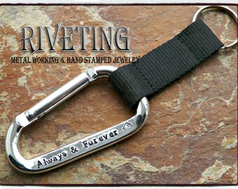 Aluminum Hand stamped Carabiner Key Chain