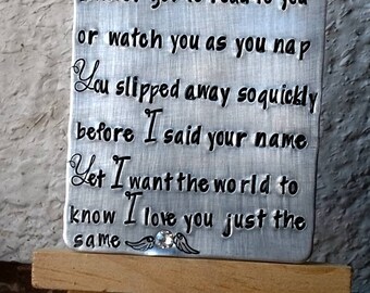 Hand stamped plaque pregnancy loss miscarriage baby loss gift unique new