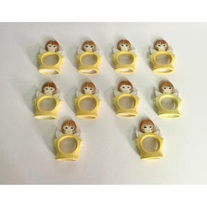Vintage Christmas Angel Ceramic Napkin Rings & Cloth Napkin 10 Kitschy Holiday image 5