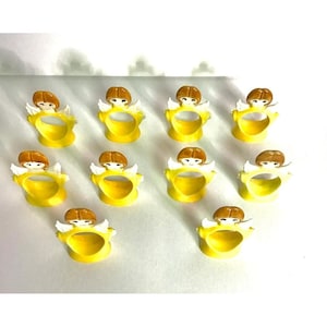 Vintage Christmas Angel Ceramic Napkin Rings & Cloth Napkin 10 Kitschy Holiday image 4