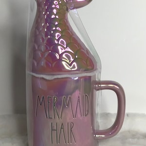 Mermaid Gift - RAE DUNN &quot;Mermaid Hair Don&#39;t Care&quot; Mug Iridescent Pink - Authentic Rae Dunn Mug - Birthday Gift - Christmas Gift - Mermaid