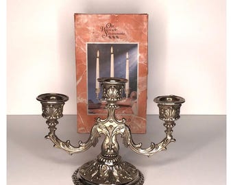 Vtg Old Warwick Silversmiths Silver Plated Candelabra Ornate Victorian Gothic