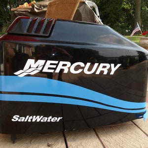 MERCURY Boat Motor Cowl DECAL Replacement Set &quot;Your Choice of Horse Power Rating&quot; Saltwater Edition