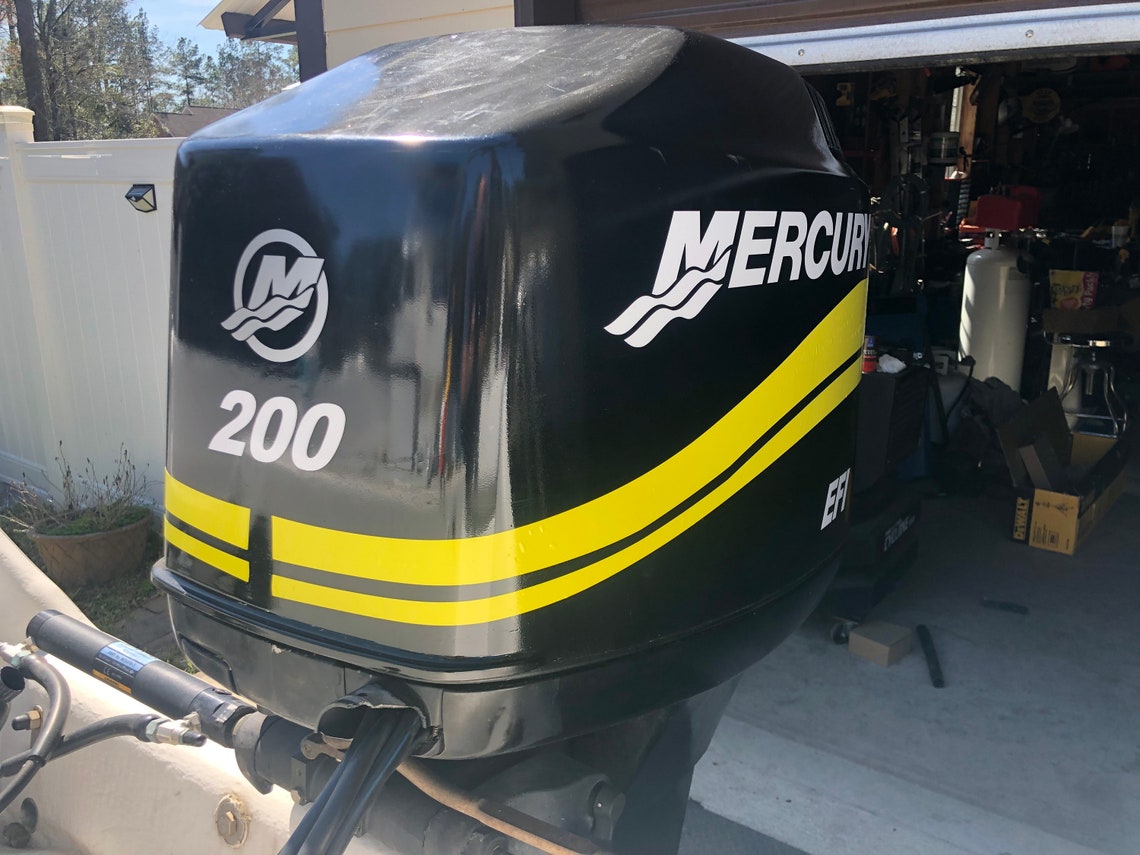 MERCURY Boat Motor Cowl DECAL Replacement Set in Yellow Etsy