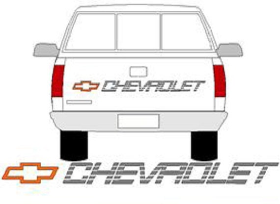 CHEVROLET Truck Tailgate Decal RED Bowtie With SILVER Lettering