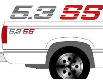 5.3 SS CHEVROLET Chevy cabecera carro calcomanías con su elección de Color