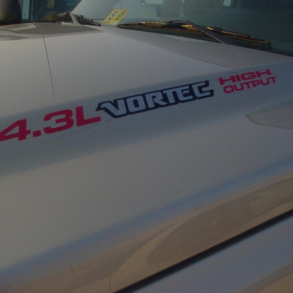 4.3L Vortec High Output three colored Hood Decals : Fits Chevrolet Silverado Colorado GMC Sierra Canyon Trucks