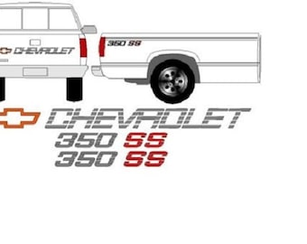 350 SS Kit CHEVY Truck Portón trasero &Bedside Decals 90-91 Estilo