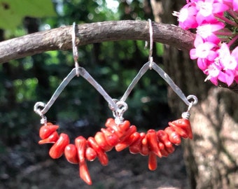 CRAZY ABOUT CORAL Earrings, Birthday Gift, Mothers Gift, Beach Jewelry, Coral Jewelry,