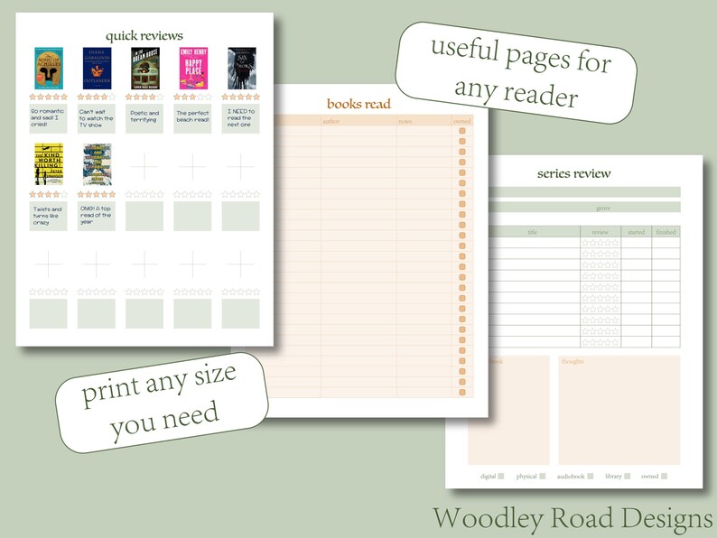Reading Journal / Digital / Printable / Book Log Planner / Plant ...