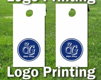 Set of two custom logos for cornhole boards, Printing of 2 business or custom artwork vinyl stickers