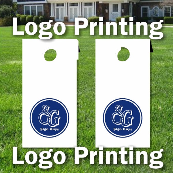 Set of two custom logos for cornhole boards, Printing of 2 business or custom artwork vinyl stickers