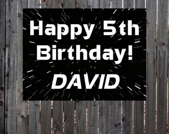 Star Wars Happy Birthday Banner, Space Personalized Banner.