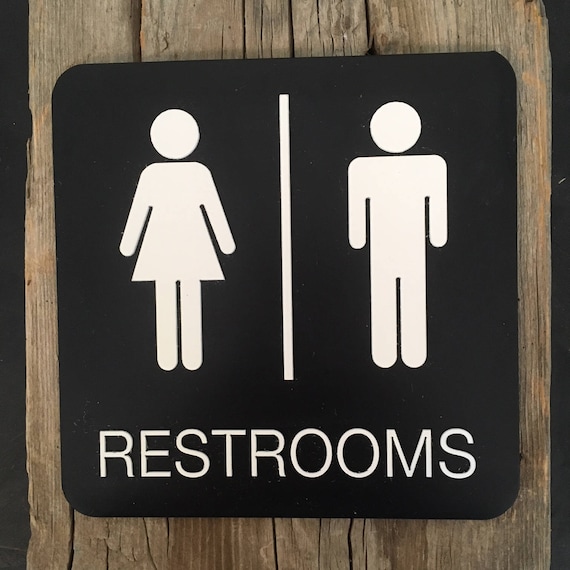 Restroom Interior Sign Raised Lettering and Emblems Etsy