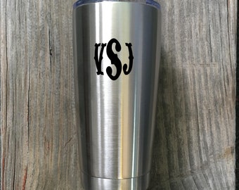 Personalized insulted tumbler, custom monogram travel mug stainless steel 20 oz with lid