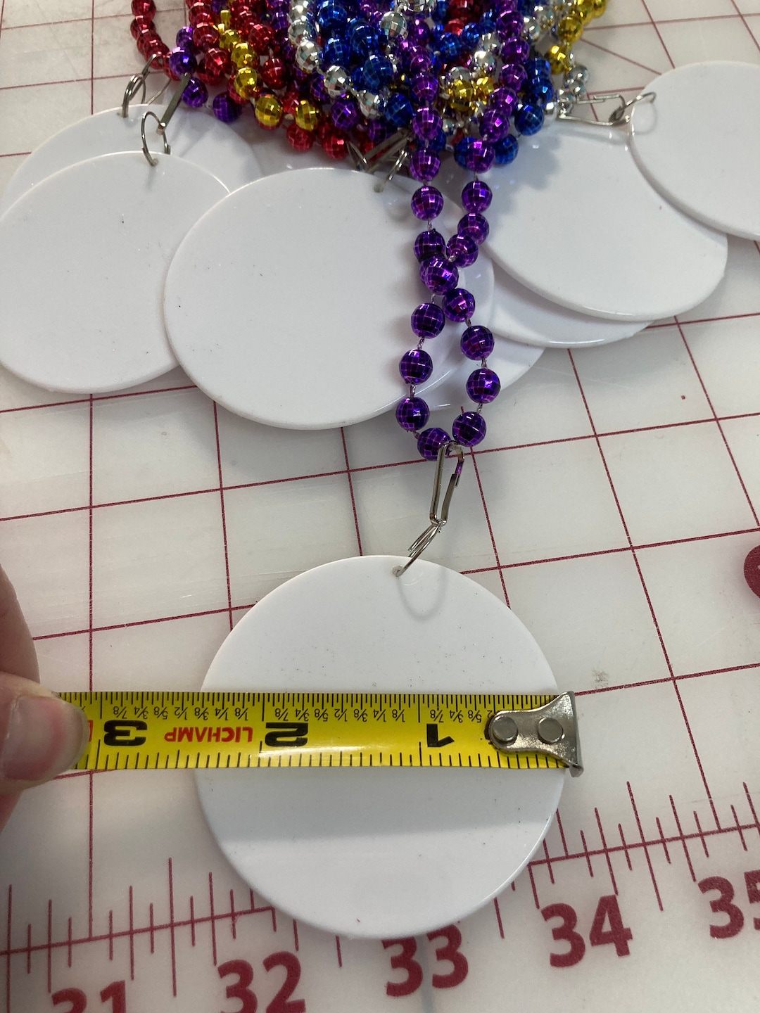 mardi gras beads with blank medallion