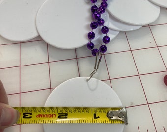 Blank Mardi Gras Beads white plastic medallion, multi colored mardi gras beads packs of 12