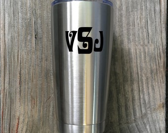 Personalized insulted tumbler, custom monogram travel mug stainless steel 20 oz with lid