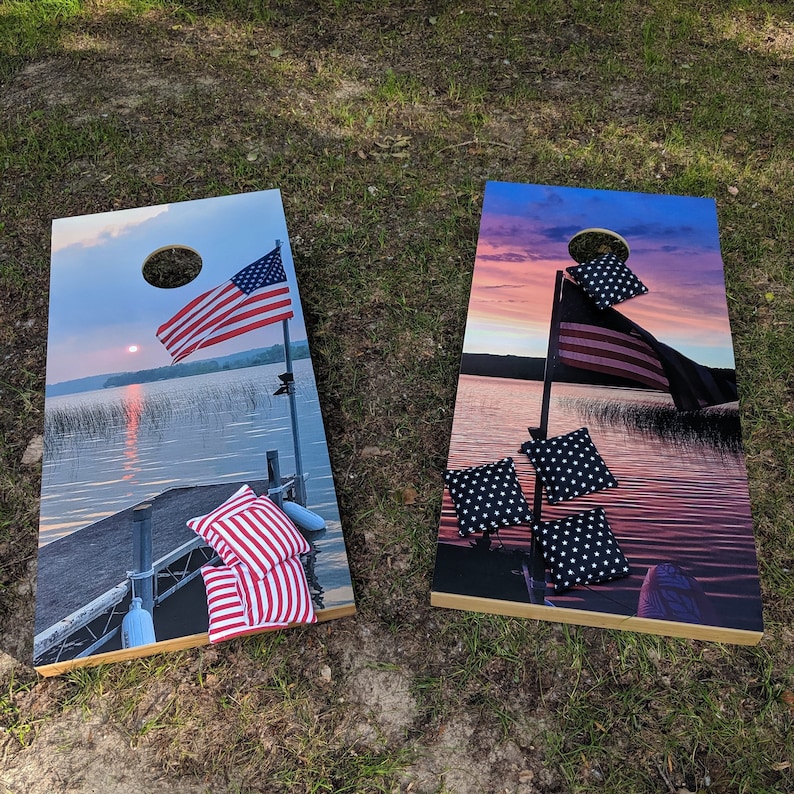 Custom Personalized Cornhole board decal wraps, Football tailgate, Wedding games, Set of two vinyl wraps for your cornhole bords image 2