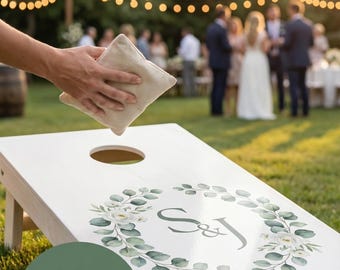 Custom Cornhole Board Decal Wraps Wedding Vinyl Stickers Set of 2 Personalized Lawn Game Skins