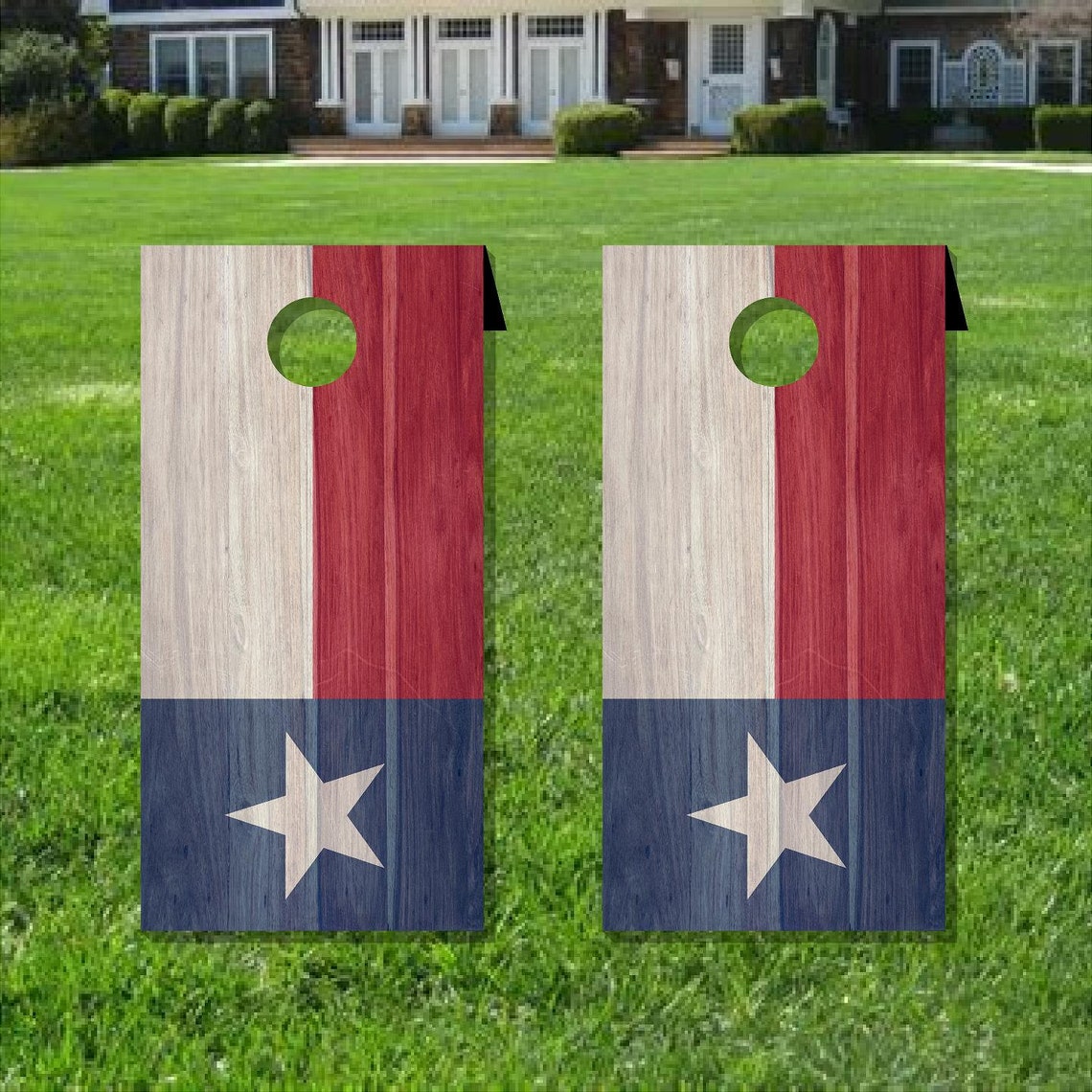 Distressed Wood Flag (Tennessee) Themed Custom Cornhole Board Design