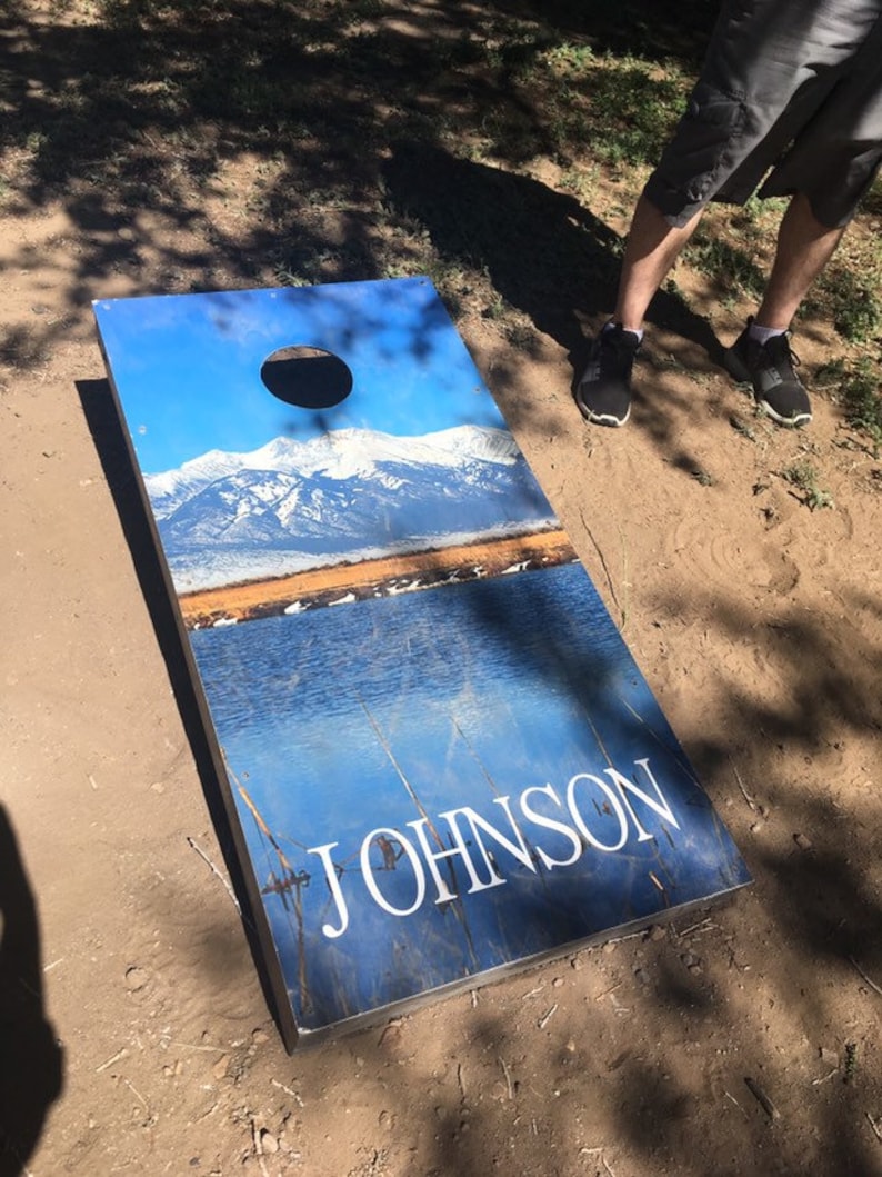 Custom Personalized Cornhole board decal wraps, Football tailgate, Wedding games, Set of two vinyl wraps for your cornhole bords image 5