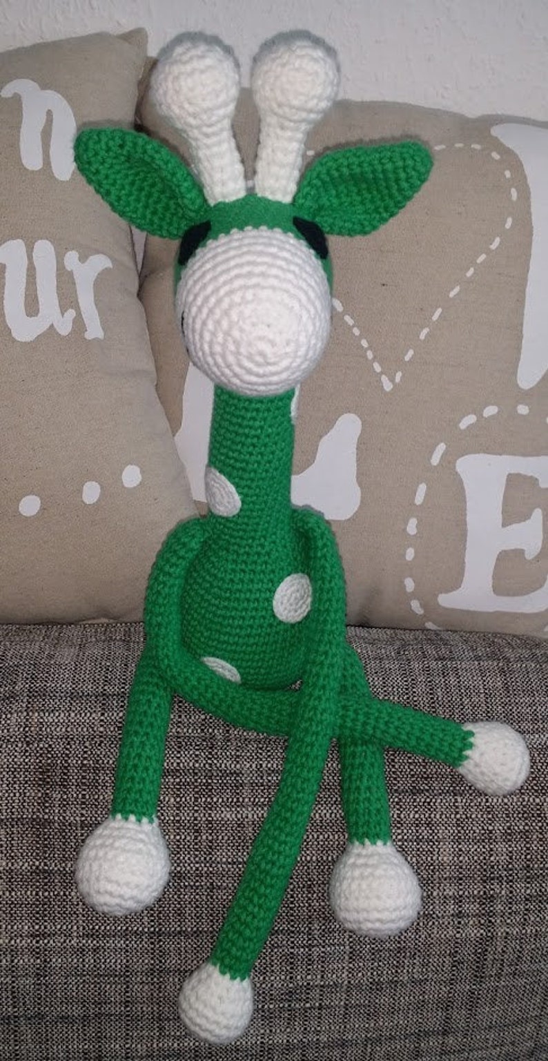 Giraffe Amigurumi / Häkelfigur Grün, Weis Bild 1