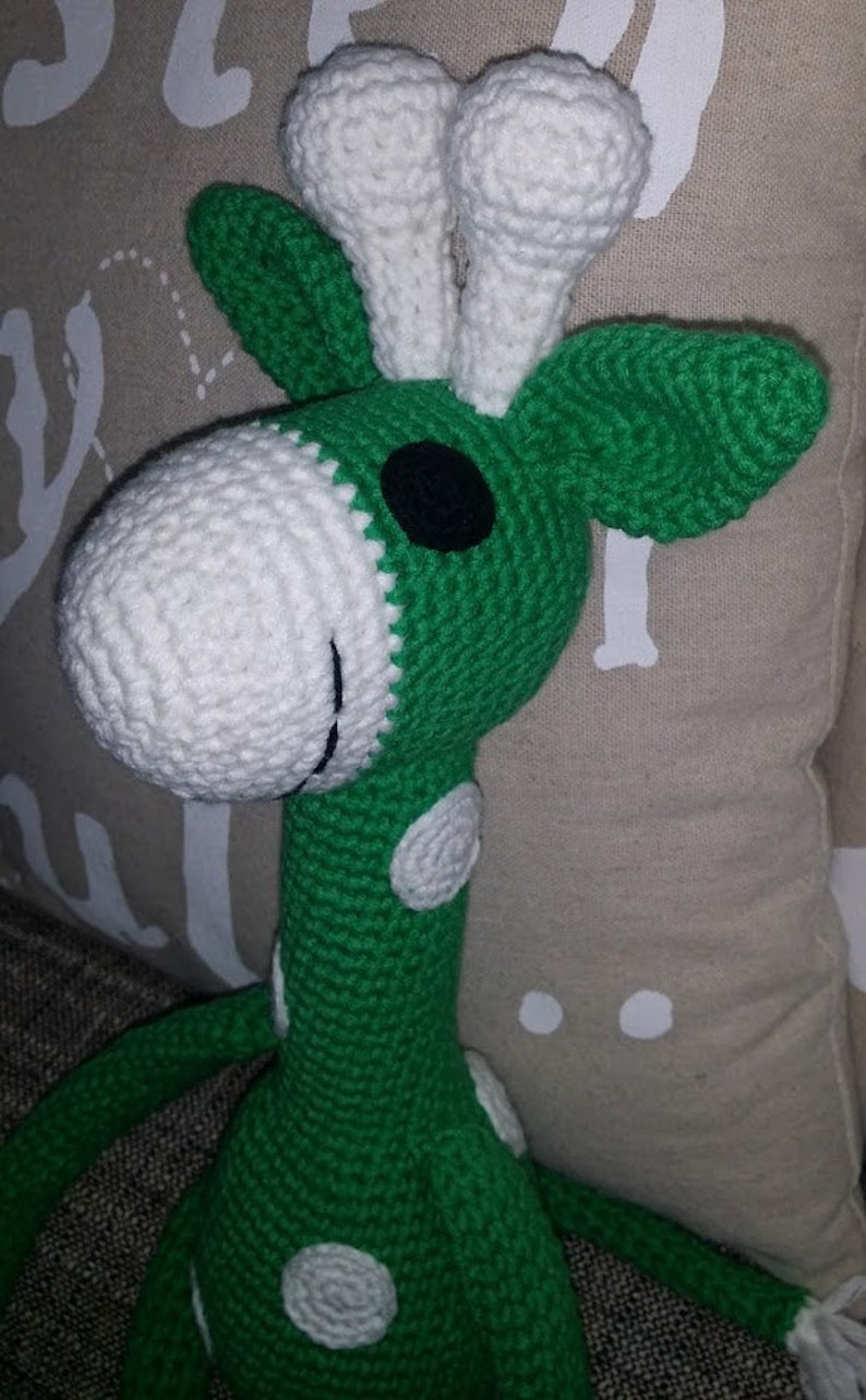 Giraffe Amigurumi / Häkelfigur Grün, Weis Bild 2