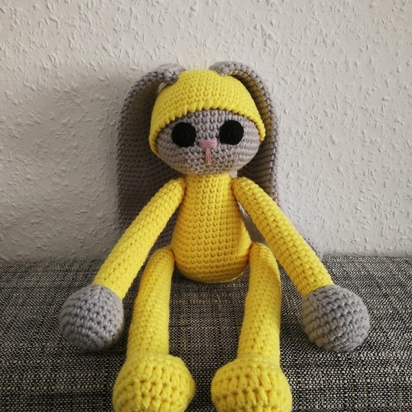 Lapin Amigurumi / Crochet Figure (Jaune/Gris)