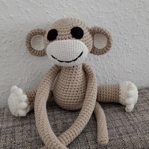 Amigurumi soft toy monkey beige (1 piece is crocheted and ready to ship)