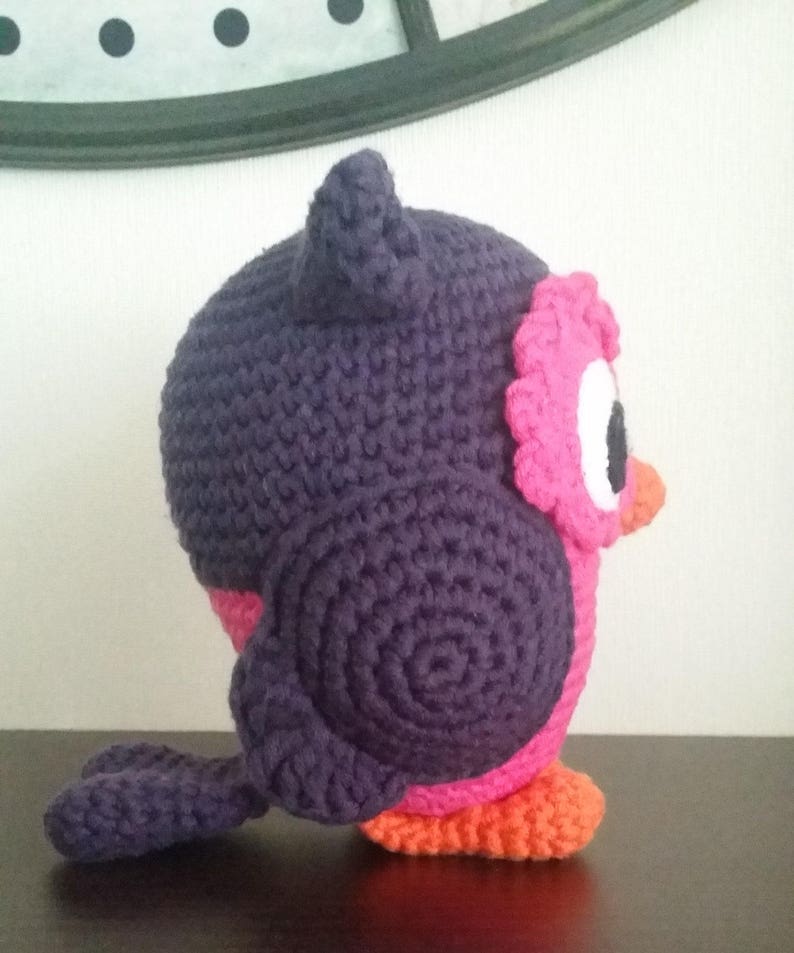 Cuddly Toy Amigurumi Owl Eggplant Pink image 3