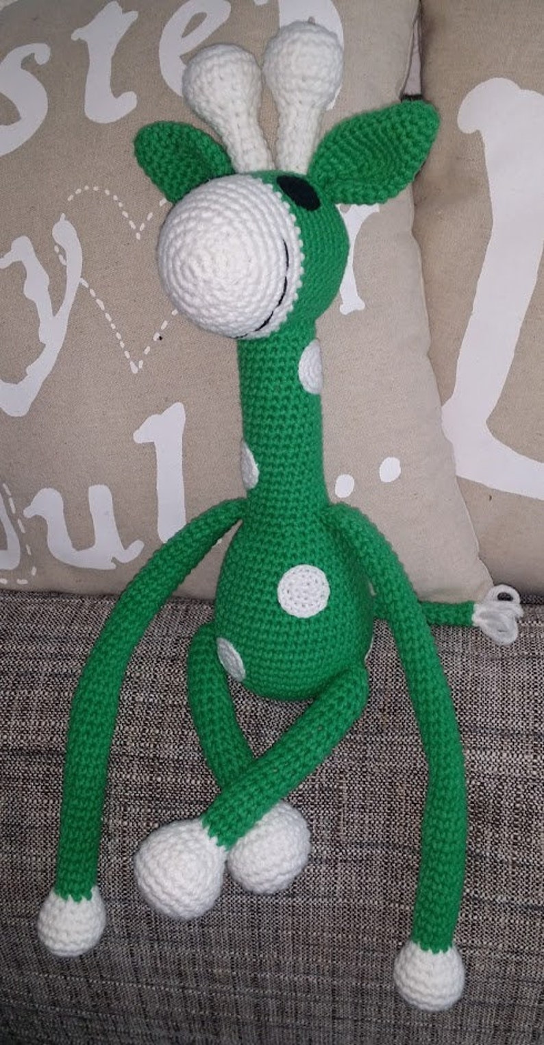 Giraffe Amigurumi / Häkelfigur Grün, Weis Bild 4