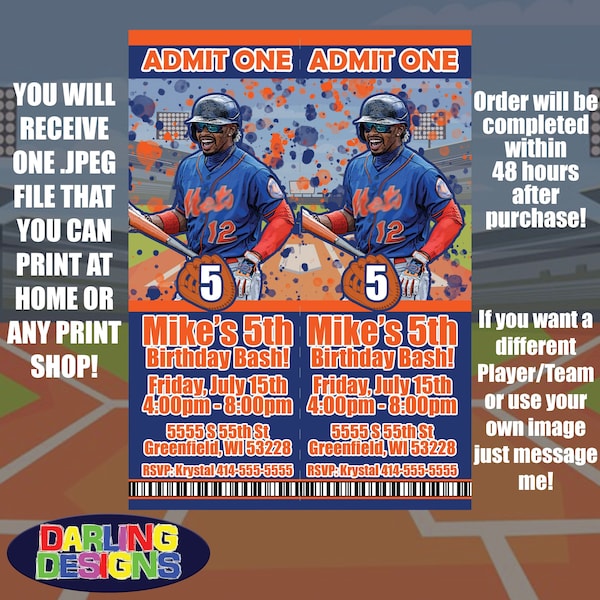 Mets Baseball Birthday Card - Etsy UK