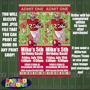 Football Ticket Birthday Invitations High Quality 300 DPI You Print