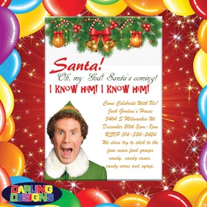 Elf Christmas Celebration Invitations High Quality 300 DPI You Print