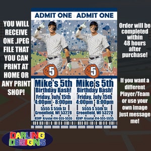 Baseball Ticket Geburtstagseinladungen Hohe Qualität 300 DPI Sie drucken