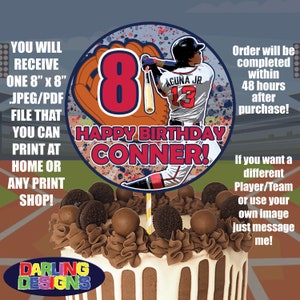 Baseball Birthday Cake Topper High Quality 300 DPI You Print