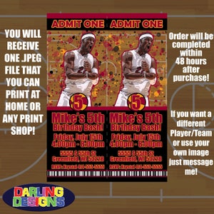 Basketball Birthday Invitations High Quality 300 DPI You Print