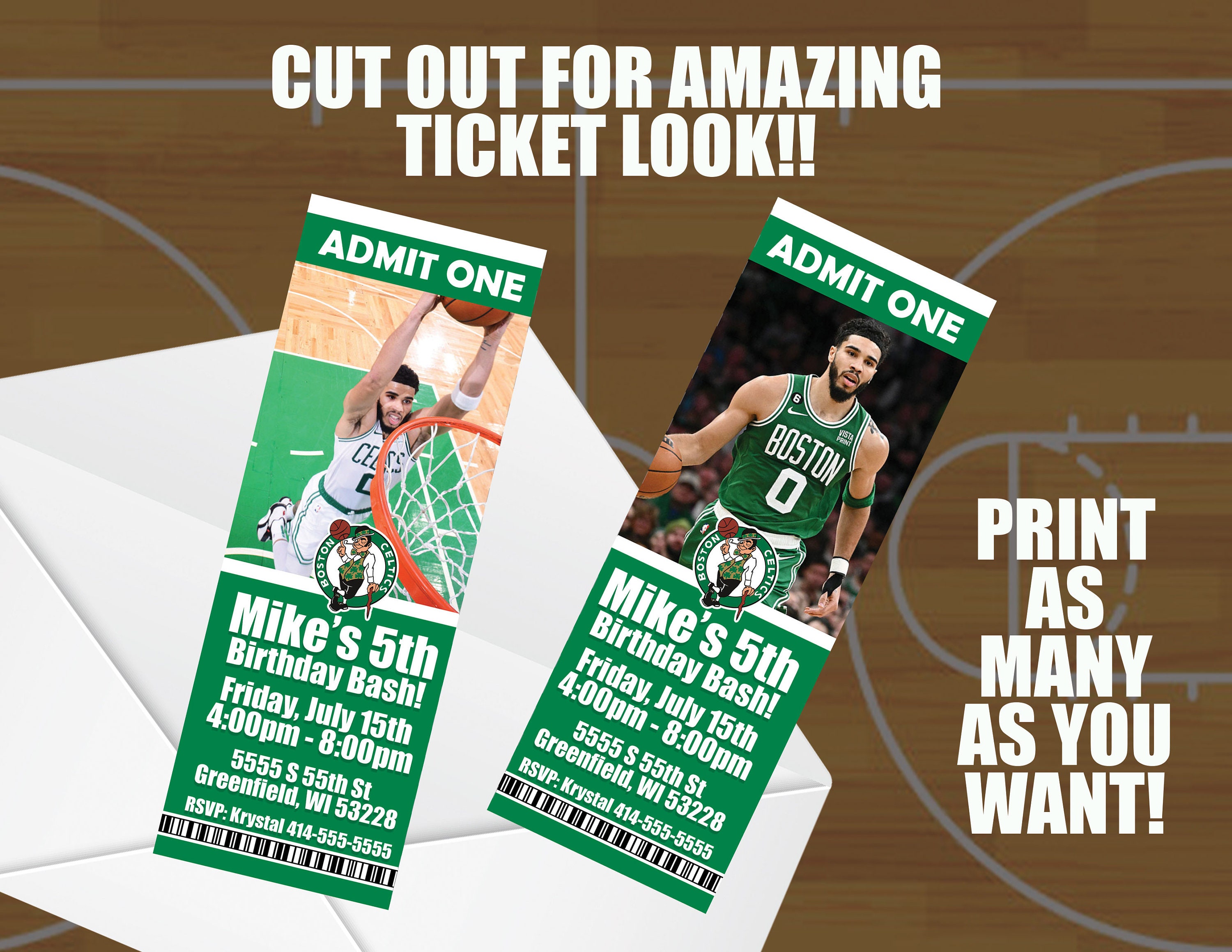 Boston Celtics Ticket Birthday Invitations High Quality 300 DPI You Boston Celtics Ticket Birthday Invitations High Quality 300 DPI You