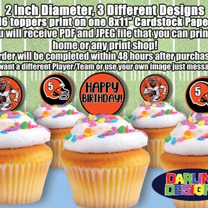Football Birthday Cupcake Toppers Haute Qualité 300 DPI Vous Imprimez
