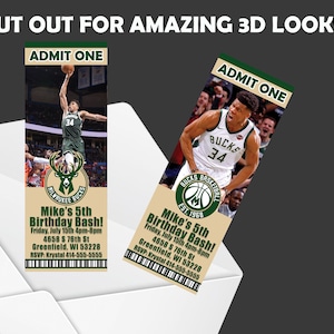 NBA Milwaukee Bucks Ticket Birthday Invitations High Quality - Etsy